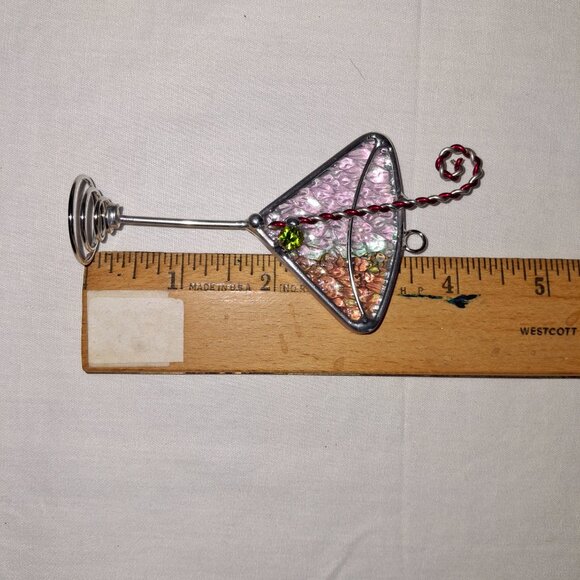 Christmas Ornament Martini Glass Prong Set Rhinestone Olive Candy Cane Stirrer - Picture 4 of 4